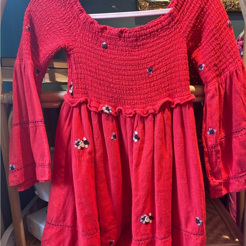 Free People Red Counting Daises Off-Shoulder Dress‎ - Picture 6 of 6